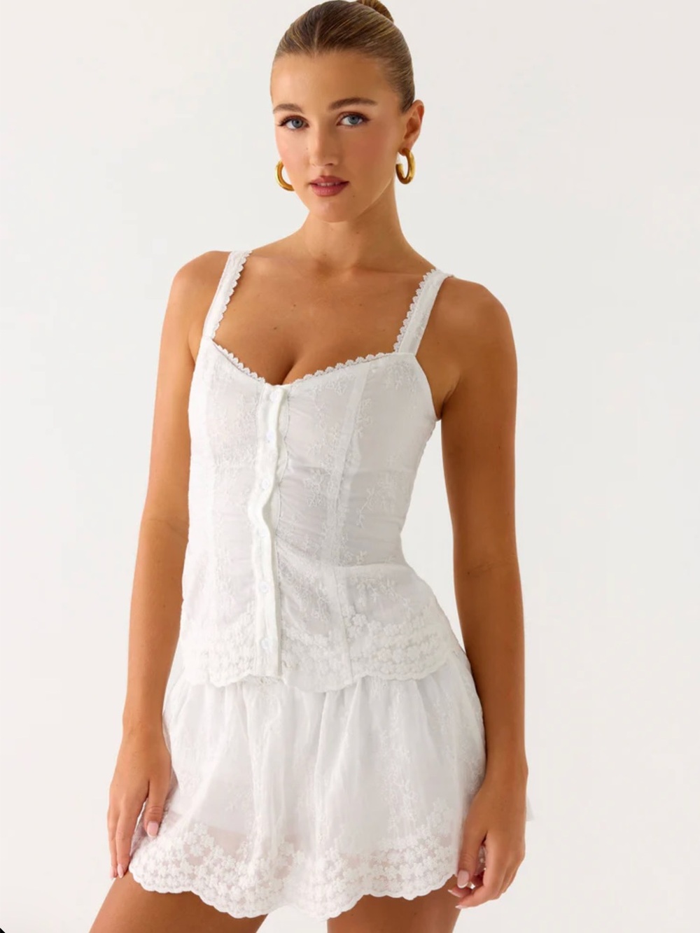 Peppermayo White Lace Button-Front Tank (Addictive Top - White)